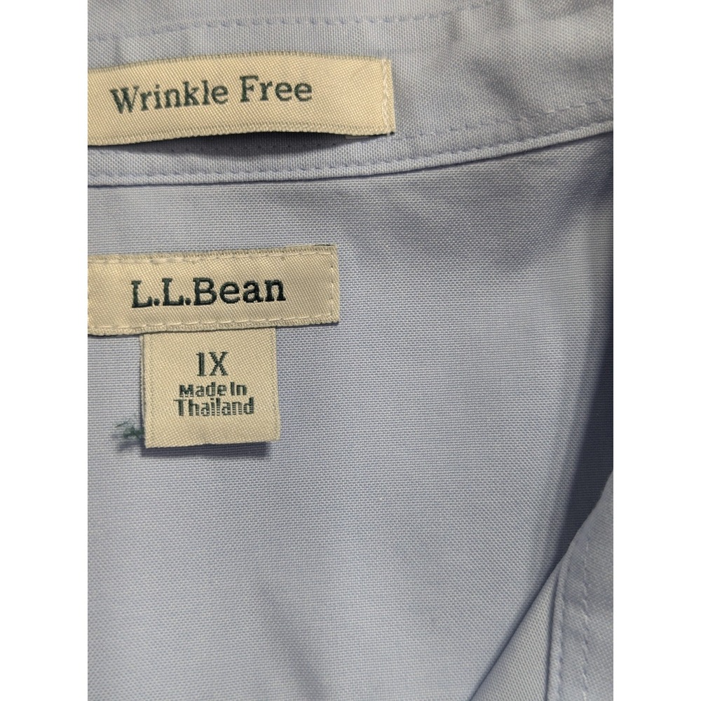 L.L.Bean Wrinkle Free Shirt Womens 1X Blue Cotton Button Front Office - Picture 3 of 16